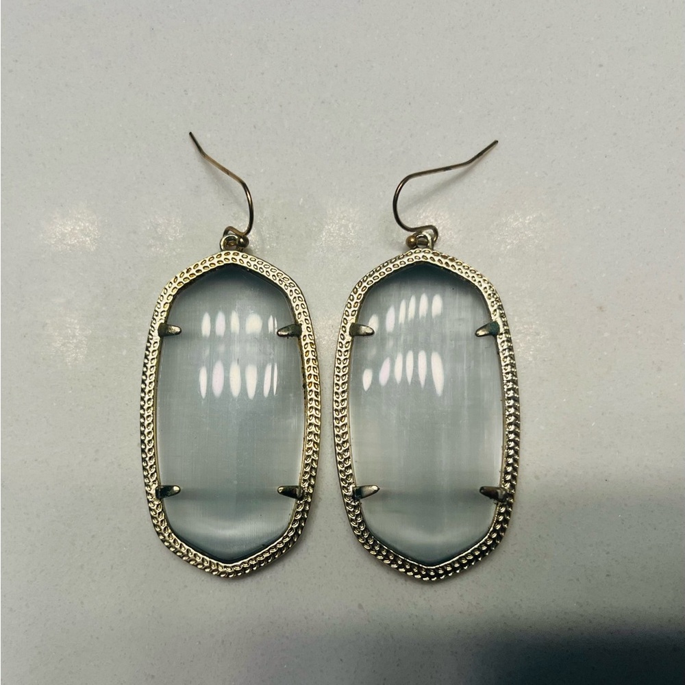 Kendra Scott Gold and Grey Drop Earrings